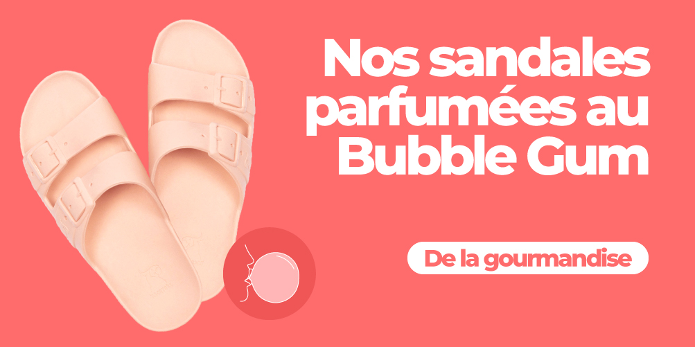 sandales parfumées au bubble-gum